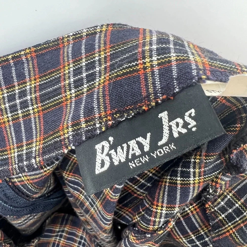 vintage y2k plaid mini‎ skirt B'way Jrs preppy school girl academia brown 13 29